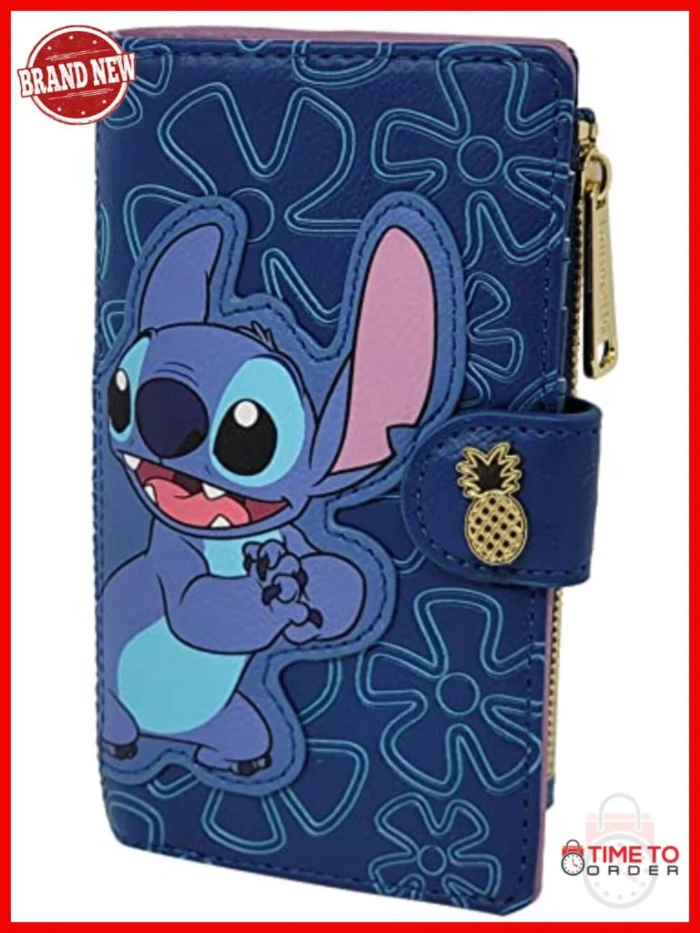 Faux Leather Stitch Clutch Wallet with Snap Flap